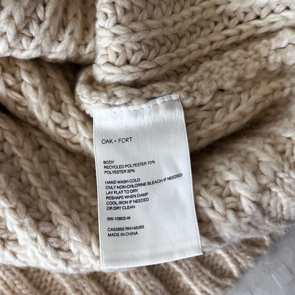 NWT Oak + Fort Chunky Turtleneck Sweater Oatmeal XXS/XS - Picture 10 of 16